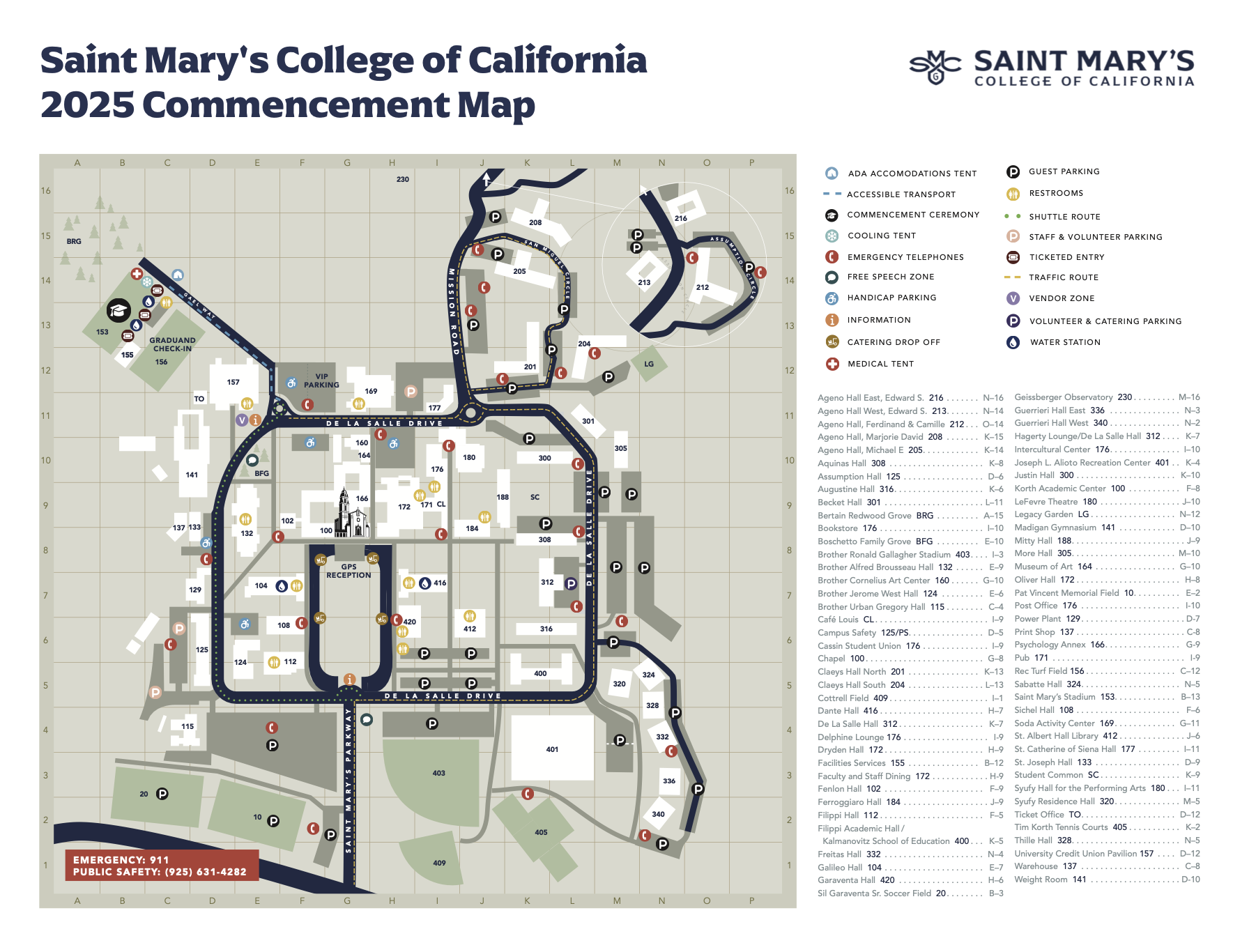 Commencement Parking Map Saint Mary S College